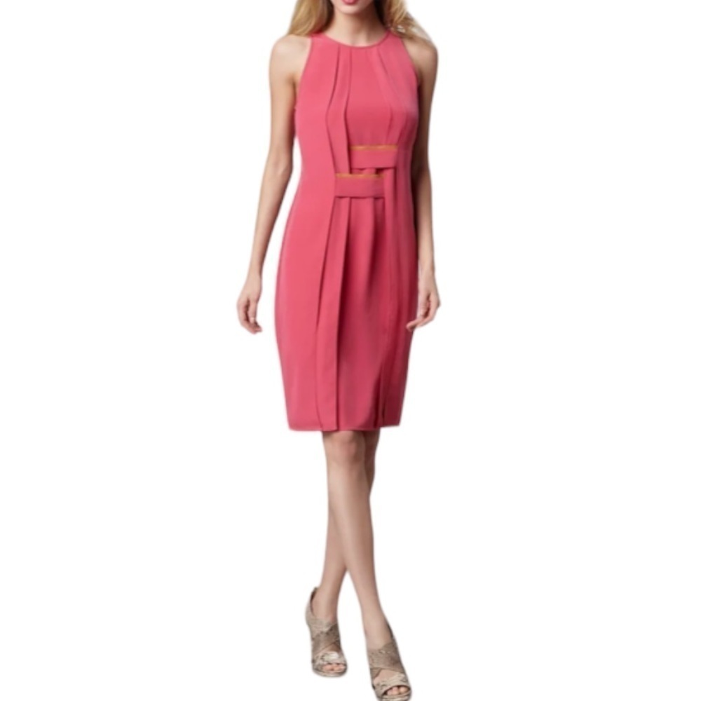 Sachin + Babi Jasmine Pleated Sheath Midi Dress Pink Peony